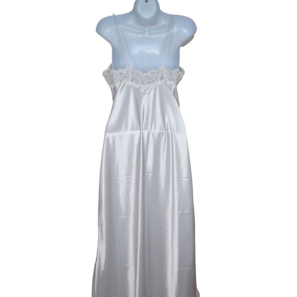 Vintage 80s White Lace Satin Slip Nightgown Robe Peignoir Set Wedding Honeymoon - Picture 16 of 16